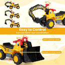 OLAKIDS 3-in-1 Ride On Excavator & Bulldozer, Construction Vehicles for Toddlers Boys and Girls