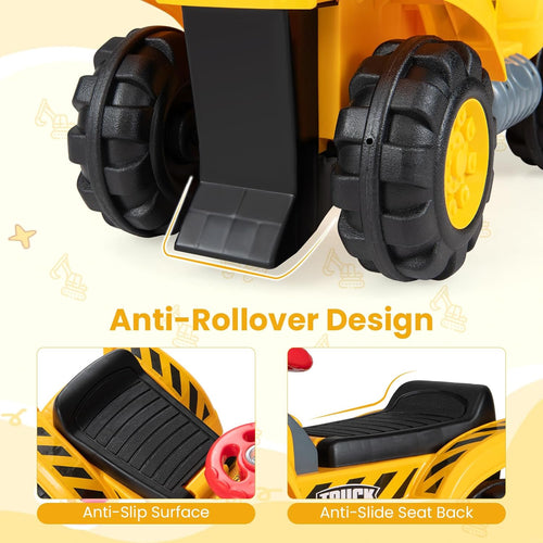 OLAKIDS 3-in-1 Ride On Excavator & Bulldozer, Construction Vehicles for Toddlers Boys and Girls