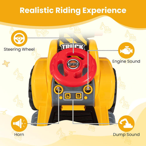 OLAKIDS 3-in-1 Ride On Excavator & Bulldozer, Construction Vehicles for Toddlers Boys and Girls