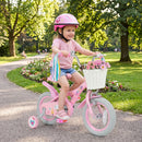 Olakids Kids Bike, 12 14 16 18 Inch Sweet Heart Theme Girls Bicycle with Training Wheels