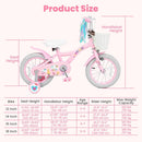 Olakids Kids Bike, 12 14 16 18 Inch Sweet Heart Theme Girls Bicycle with Training Wheels