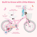 Olakids Kids Bike, 12 14 16 18 Inch Sweet Heart Theme Girls Bicycle with Training Wheels