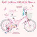 Olakids Kids Bike, 12 14 16 18 Inch Sweet Heart Theme Girls Bicycle with Training Wheels