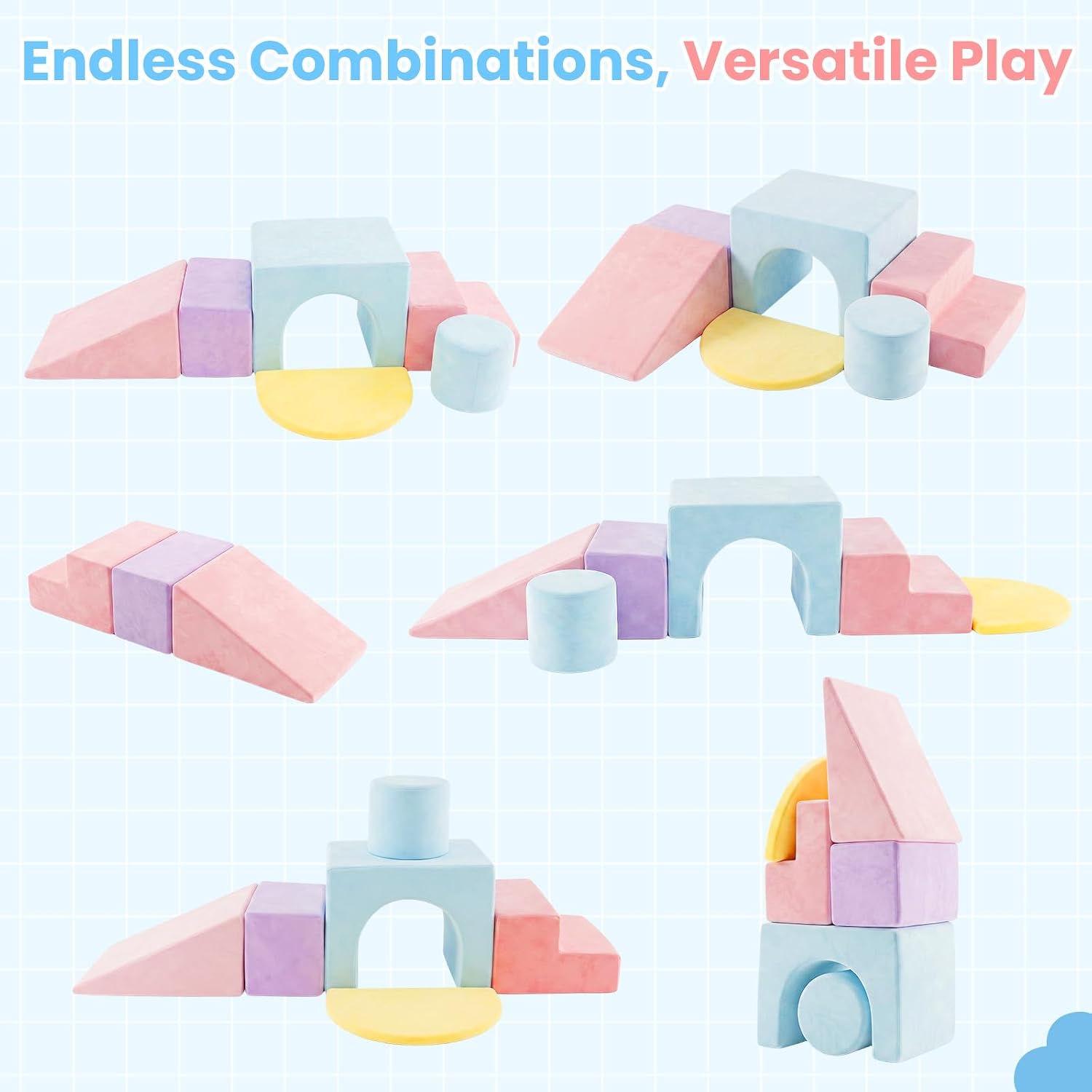 Olakids Toddler Climbing Toys Indoor, 6 PCS Foam Climbing Blocks
