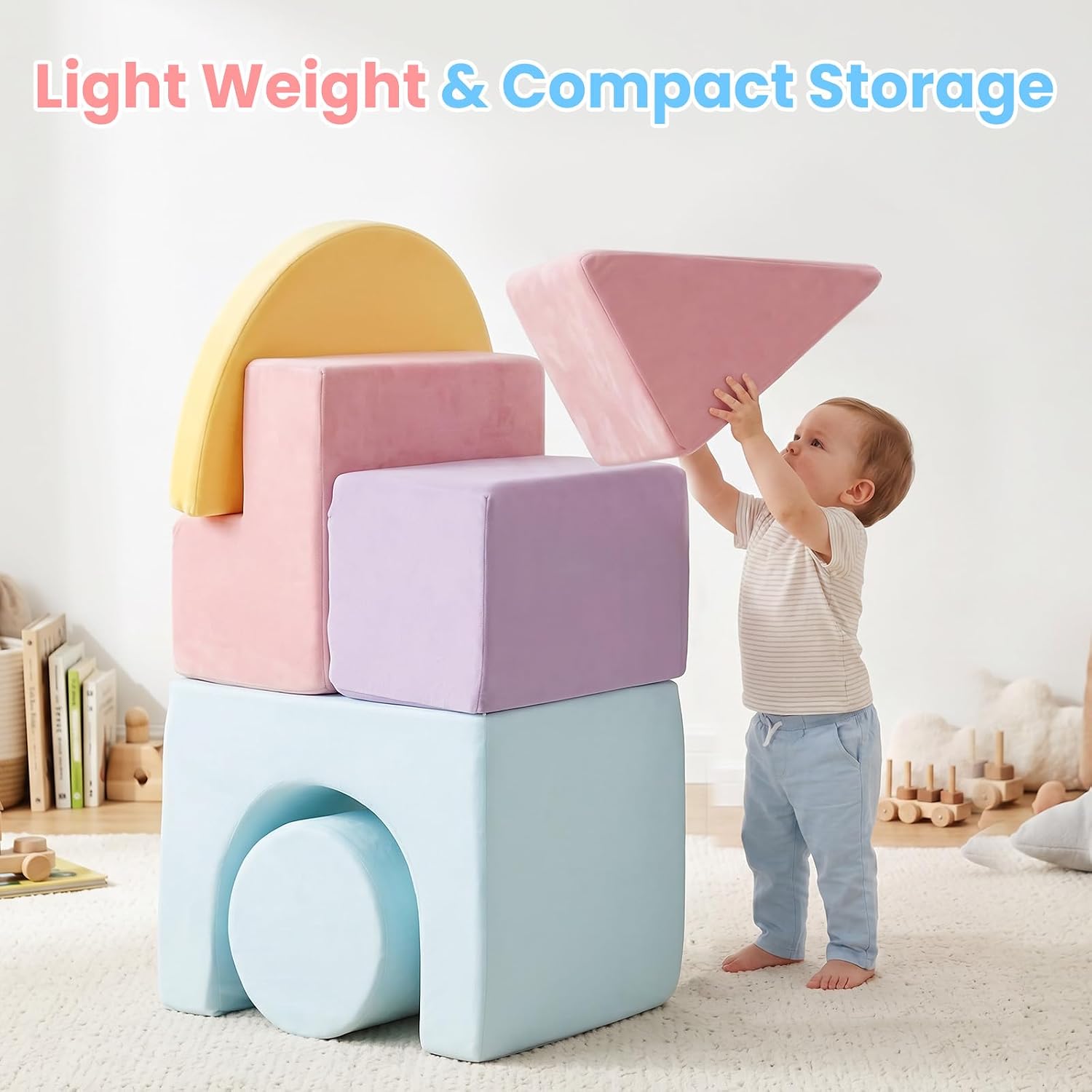 Olakids Toddler Climbing Toys Indoor, 6 PCS Foam Climbing Blocks