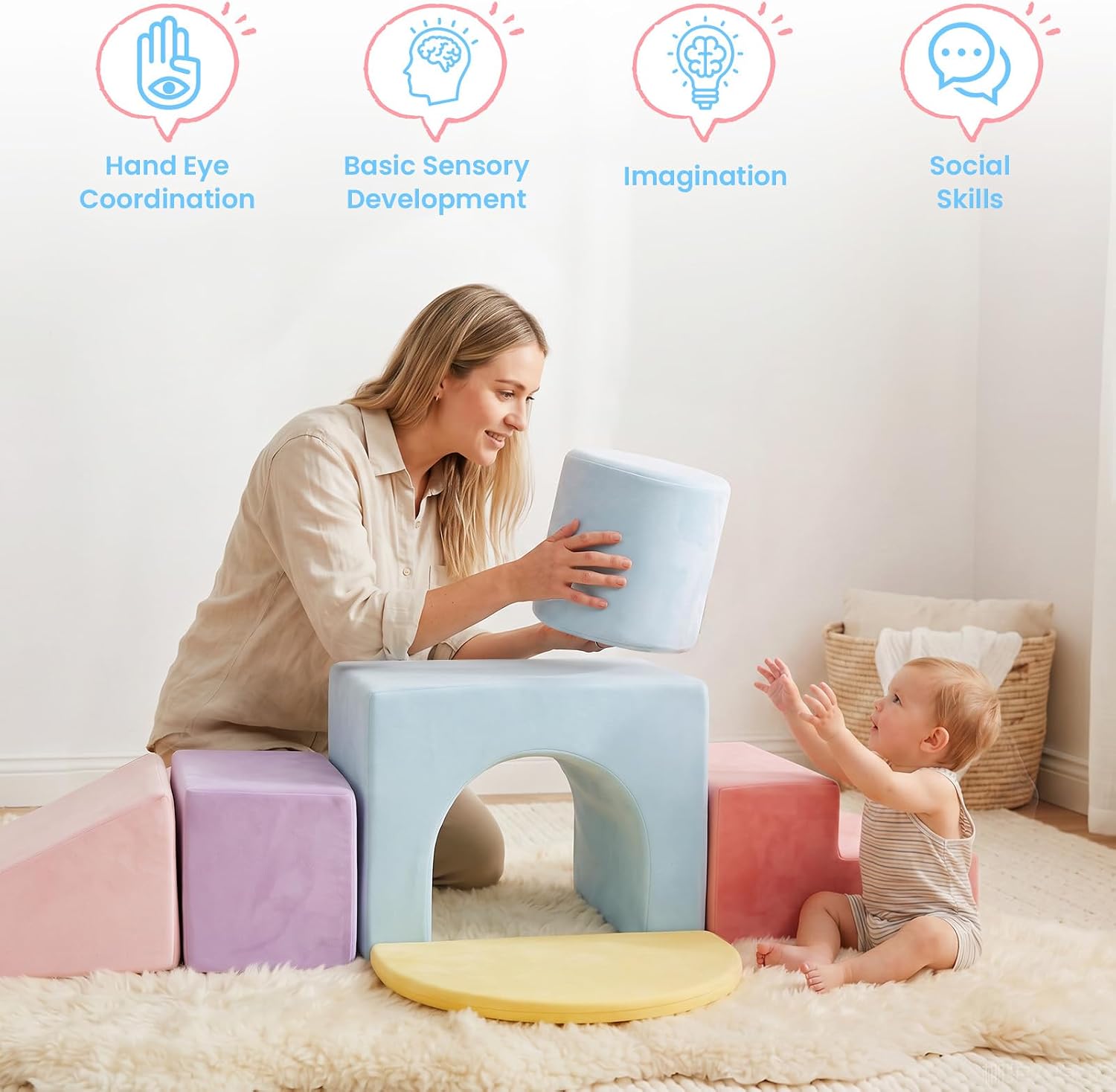 Olakids Toddler Climbing Toys Indoor, 6 PCS Foam Climbing Blocks