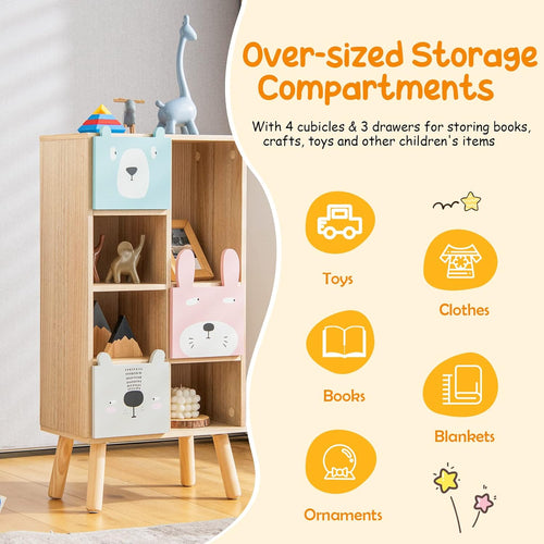OLAKIDS Kids Bookcase Toy Storage Organizer Wooden Bookshelf for Toddlers Classroom Nursery Playroom