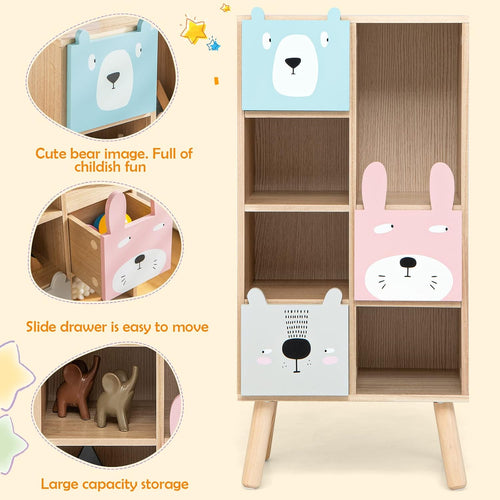 OLAKIDS Kids Bookcase Toy Storage Organizer Wooden Bookshelf for Toddlers Classroom Nursery Playroom