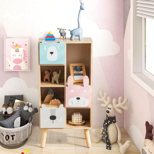 OLAKIDS Kids Bookcase Toy Storage Organizer Wooden Bookshelf for Toddlers Classroom Nursery Playroom