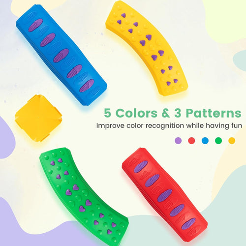 OLAKIDS Kids Balance Beam Stepping Stones Set, 20 PCS Montessori Obstacle Course for Toddler Indoor Outdoor