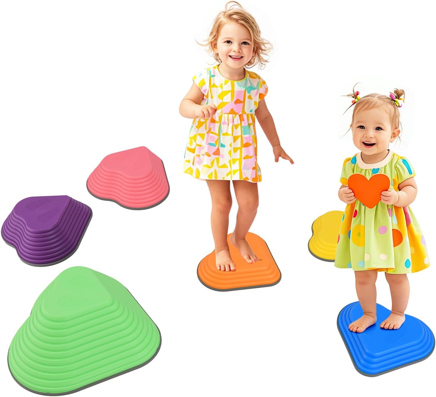 OLAKIDS Balance Stepping Stones for Kids 6pcs Non-Slip Plastic Balance Stones for Age 3-8 Years