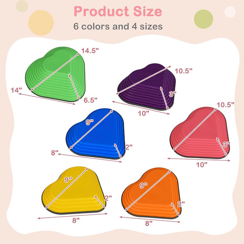 OLAKIDS Balance Stepping Stones for Kids 6pcs Non-Slip Plastic Balance Stones for Age 3-8 Years
