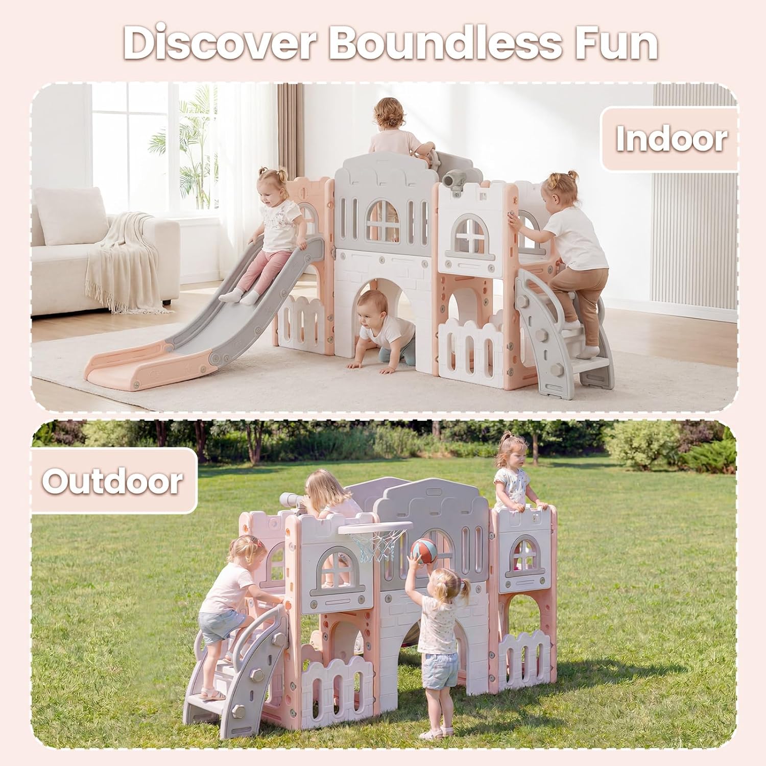 OLAKIDS Toddler Slide, 9 in 1 Kids Indoor Outdoor Playground for Boys Girls Aged 1+