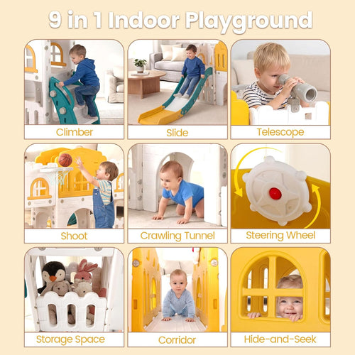 OLAKIDS Toddler Slide, 9 in 1 Kids Indoor Outdoor Playground for Boys Girls Aged 1+