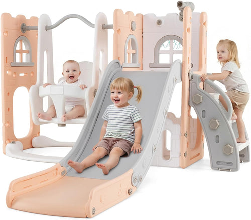 OLAKIDS Toddler Slide and Swing Set, 7 in 1 Kids Indoor Outdoor Playground  Boys Girls Aged 1+