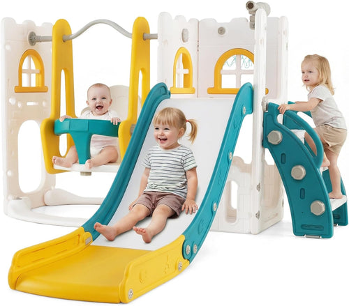 OLAKIDS Toddler Slide and Swing Set, 7 in 1 Kids Indoor Outdoor Playground  Boys Girls Aged 1+