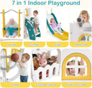 OLAKIDS Toddler Slide and Swing Set, 7 in 1 Kids Indoor Outdoor Playground  Boys Girls Aged 1+
