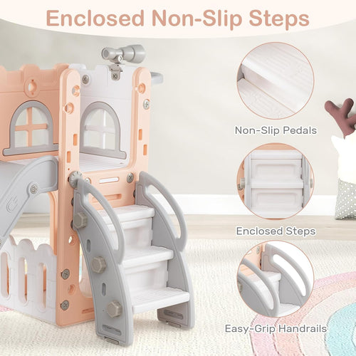 OLAKIDS Toddler Slide, 6 in 1 Kids Indoor Outdoor Playground for Boys Girls Aged 1+