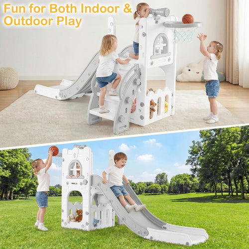 OLAKIDS Toddler Slide, 6 in 1 Kids Indoor Outdoor Playground for Boys Girls Aged 1+