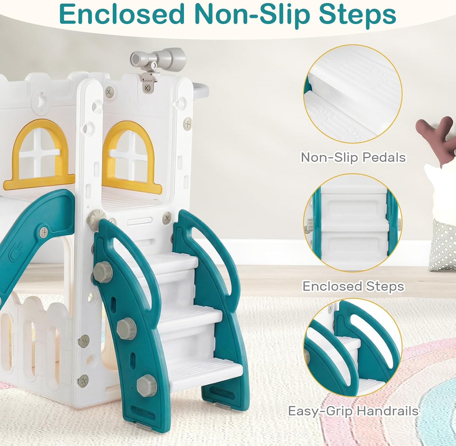 OLAKIDS Toddler Slide, 6 in 1 Kids Indoor Outdoor Playground for Boys Girls Aged 1+