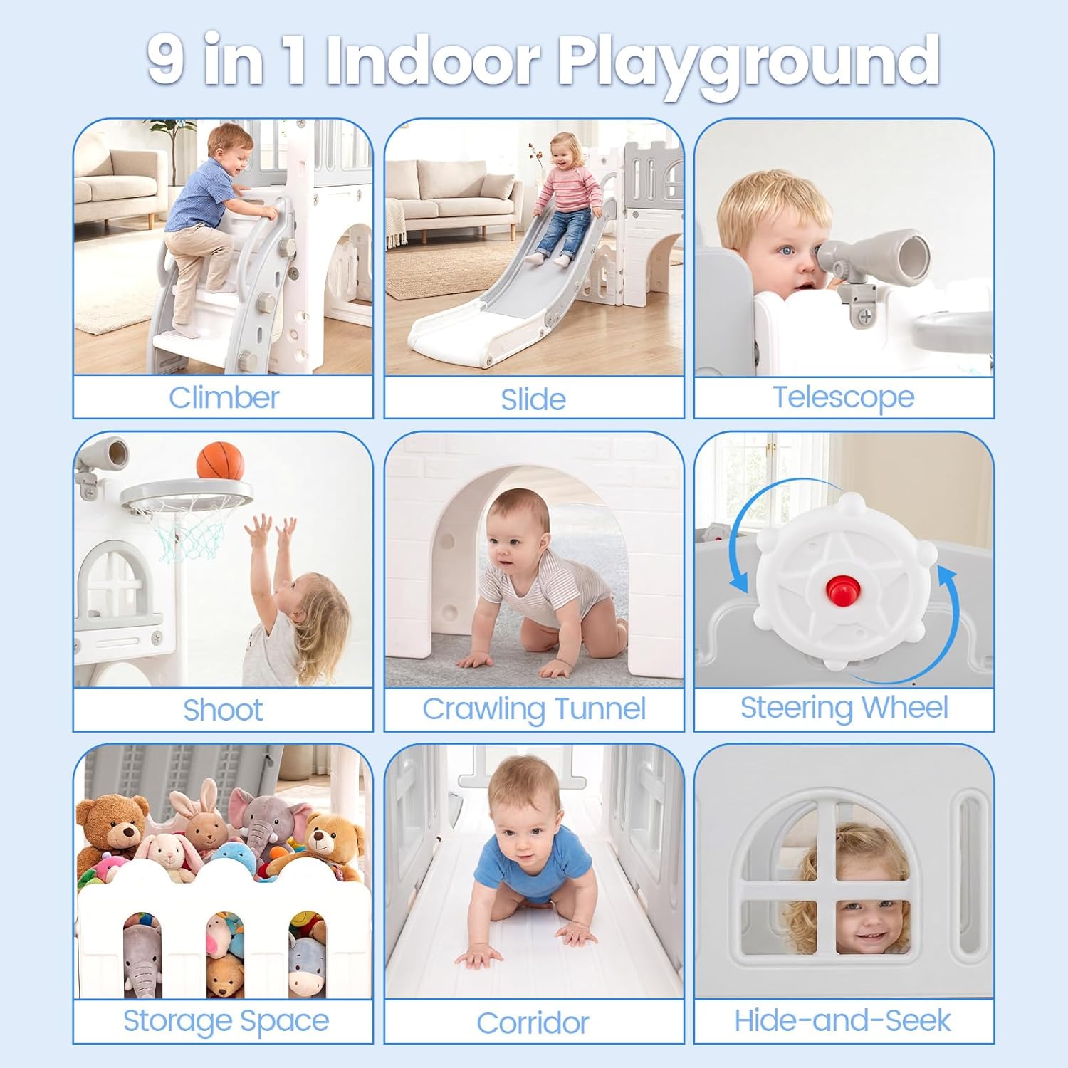 OLAKIDS Toddler Slide, 8 in 1 Kids Indoor Outdoor Playground for Boys Girls Aged 1+