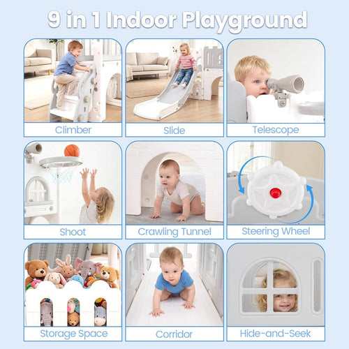 OLAKIDS Toddler Slide, 8 in 1 Kids Indoor Outdoor Playground for Boys Girls Aged 1+