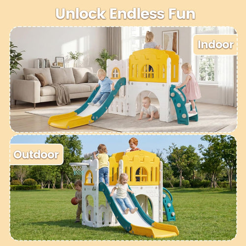 OLAKIDS Toddler Slide, 8 in 1 Kids Indoor Outdoor Playground for Boys Girls Aged 1+