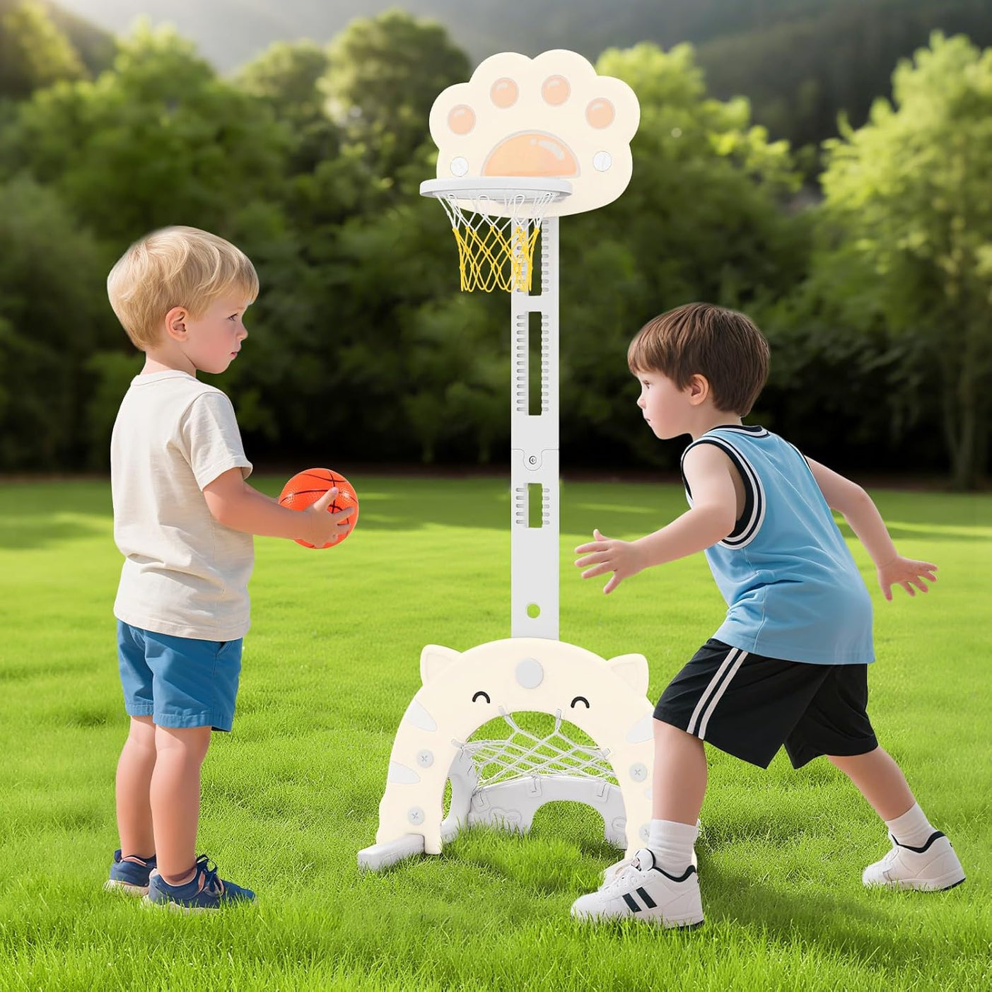 OLAKIDS Toddler Basketball Hoop, 3 in 1 Indoor Outdoor Play Set Gifts for Boys Girls
