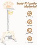 OLAKIDS Toddler Basketball Hoop, 3 in 1 Indoor Outdoor Play Set Gifts for Boys Girls