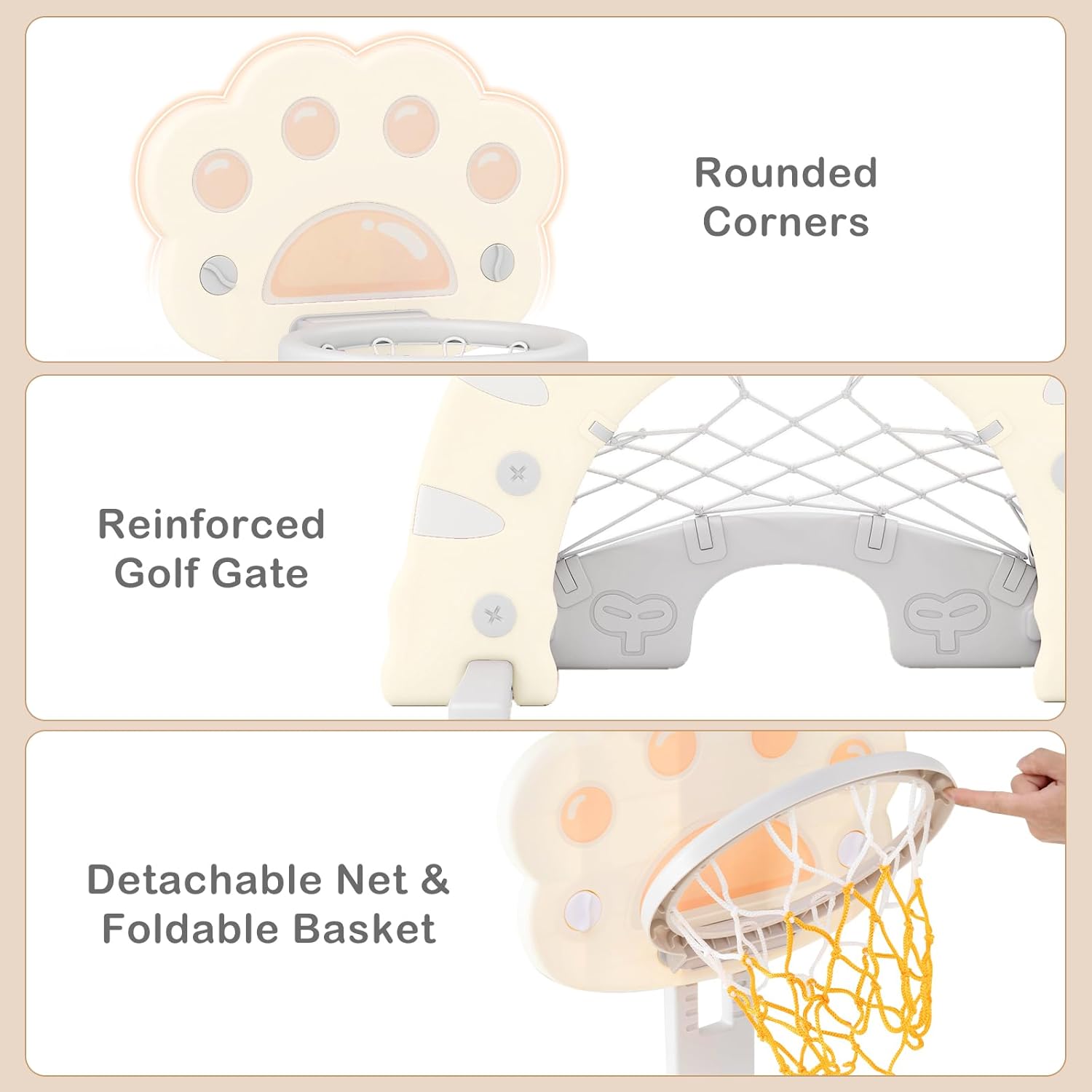 OLAKIDS Toddler Basketball Hoop, 3 in 1 Indoor Outdoor Play Set Gifts for Boys Girls