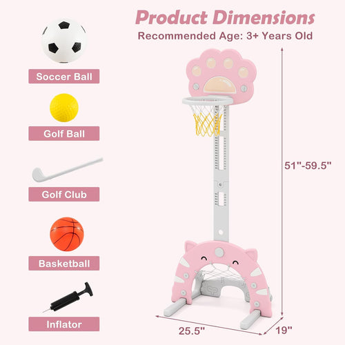 OLAKIDS Toddler Basketball Hoop, 3 in 1 Indoor Outdoor Play Set Gifts for Boys Girls