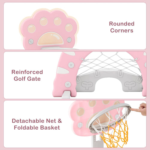 OLAKIDS Toddler Basketball Hoop, 3 in 1 Indoor Outdoor Play Set Gifts for Boys Girls