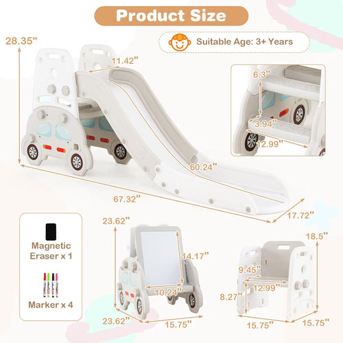 OLAKIDS Toddler Slide, 5 in 1 Indoor Outdoor Foldable Baby Playground Playset