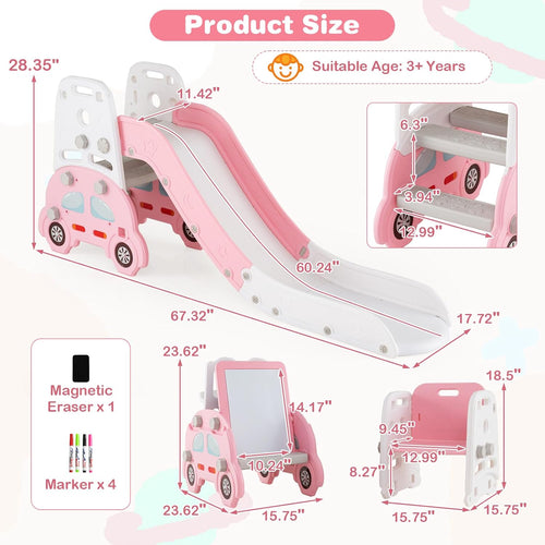 OLAKIDS Toddler Slide, 5 in 1 Indoor Outdoor Foldable Baby Playground Playset