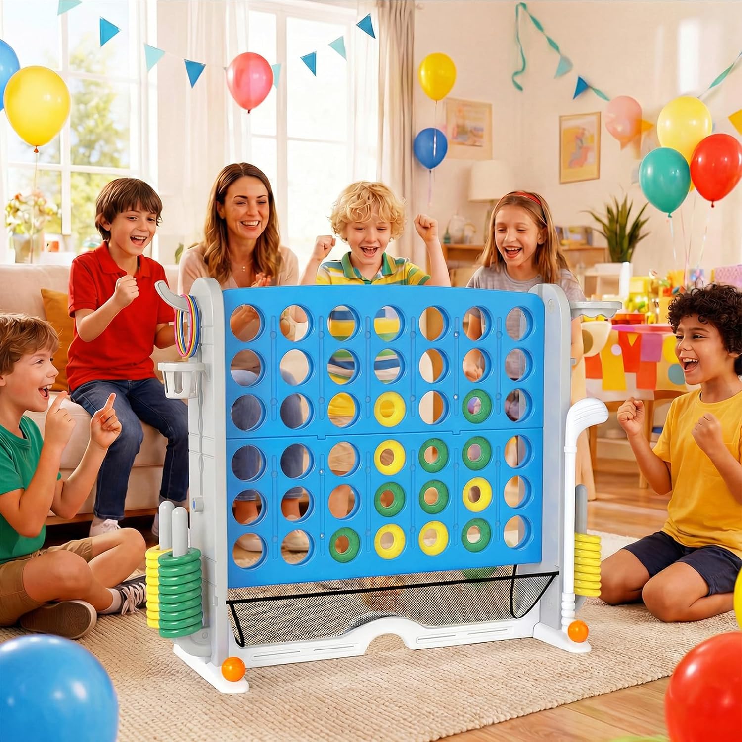 OLAKIDS Giant 4 in A Row Game with Height Adjustment, 4 to Score Games for Indoor Outdoor Fun