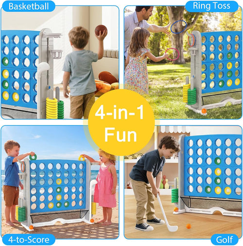 OLAKIDS Giant 4 in A Row Game with Height Adjustment, 4 to Score Games for Indoor Outdoor Fun