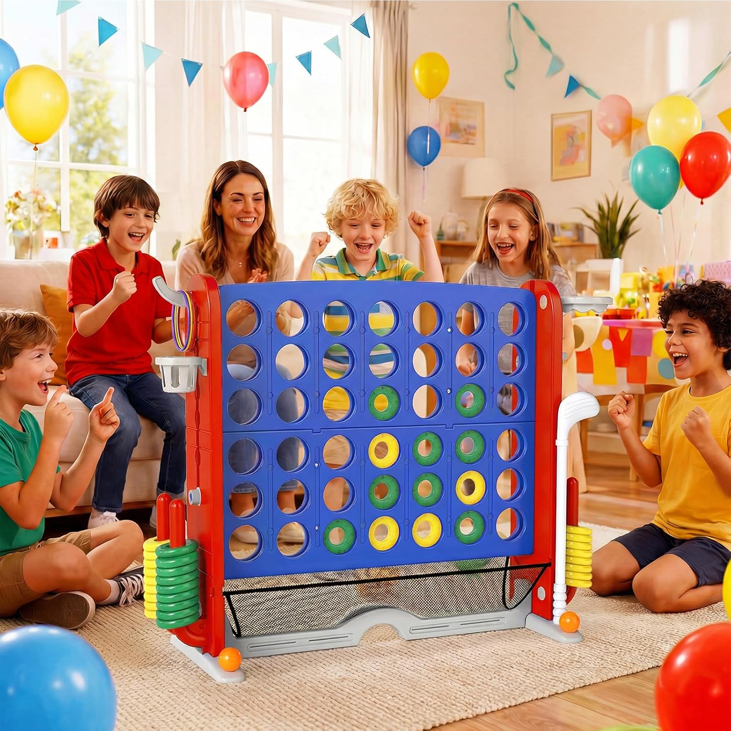 OLAKIDS Giant 4 in A Row Game with Height Adjustment, 4 to Score Games for Indoor Outdoor Fun