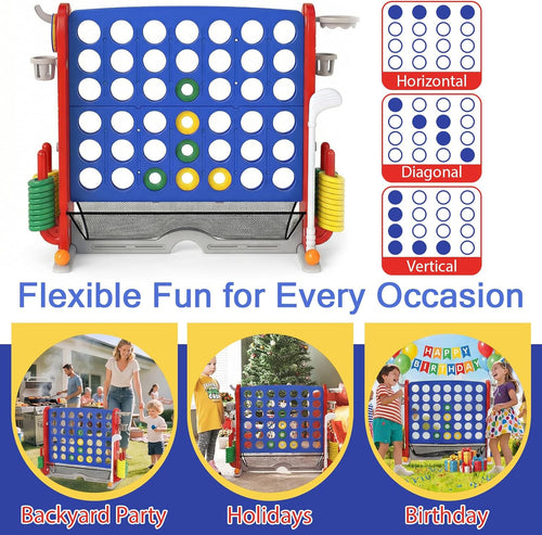 OLAKIDS Giant 4 in A Row Game with Height Adjustment, 4 to Score Games for Indoor Outdoor Fun