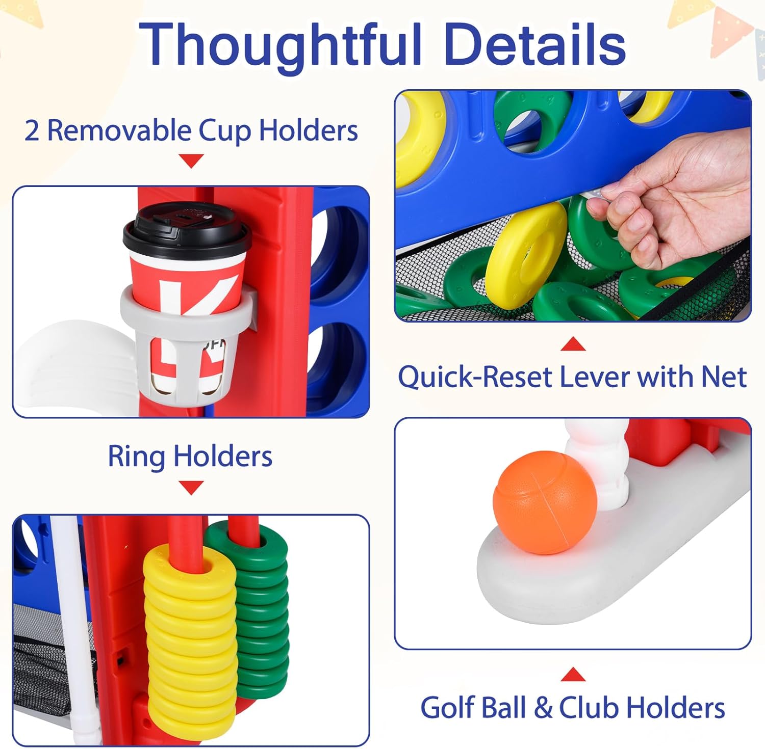 OLAKIDS Giant 4 in A Row Game with Height Adjustment, 4 to Score Games for Indoor Outdoor Fun