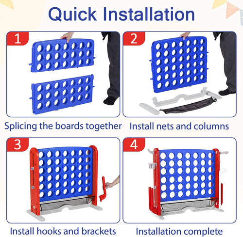 OLAKIDS Giant 4 in A Row Game with Height Adjustment, 4 to Score Games for Indoor Outdoor Fun