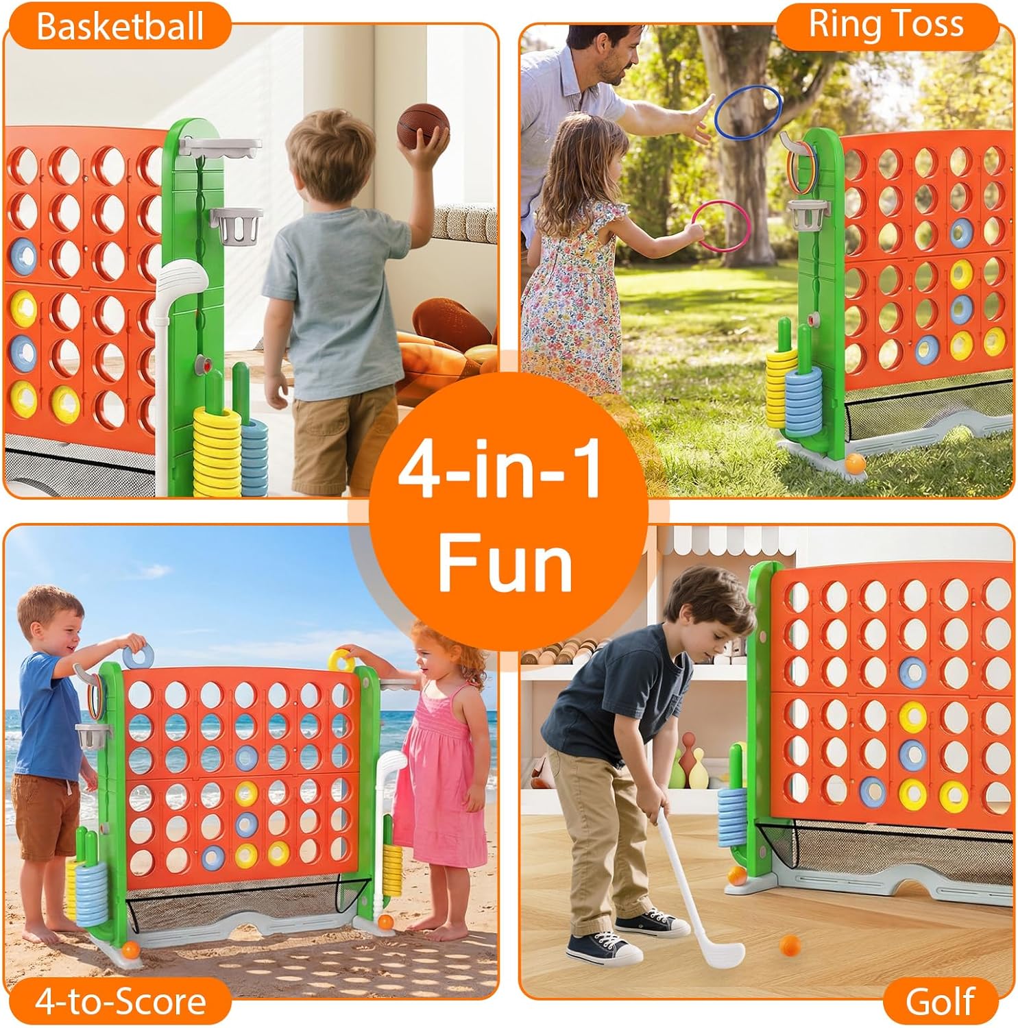 OLAKIDS Giant 4 in A Row Game with Height Adjustment, 4 to Score Games for Indoor Outdoor Fun