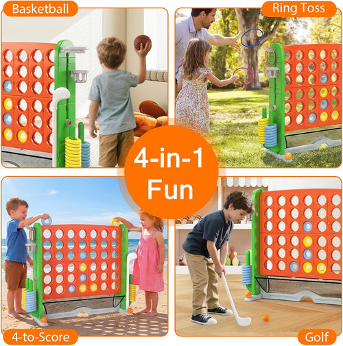 OLAKIDS Giant 4 in A Row Game with Height Adjustment, 4 to Score Games for Indoor Outdoor Fun