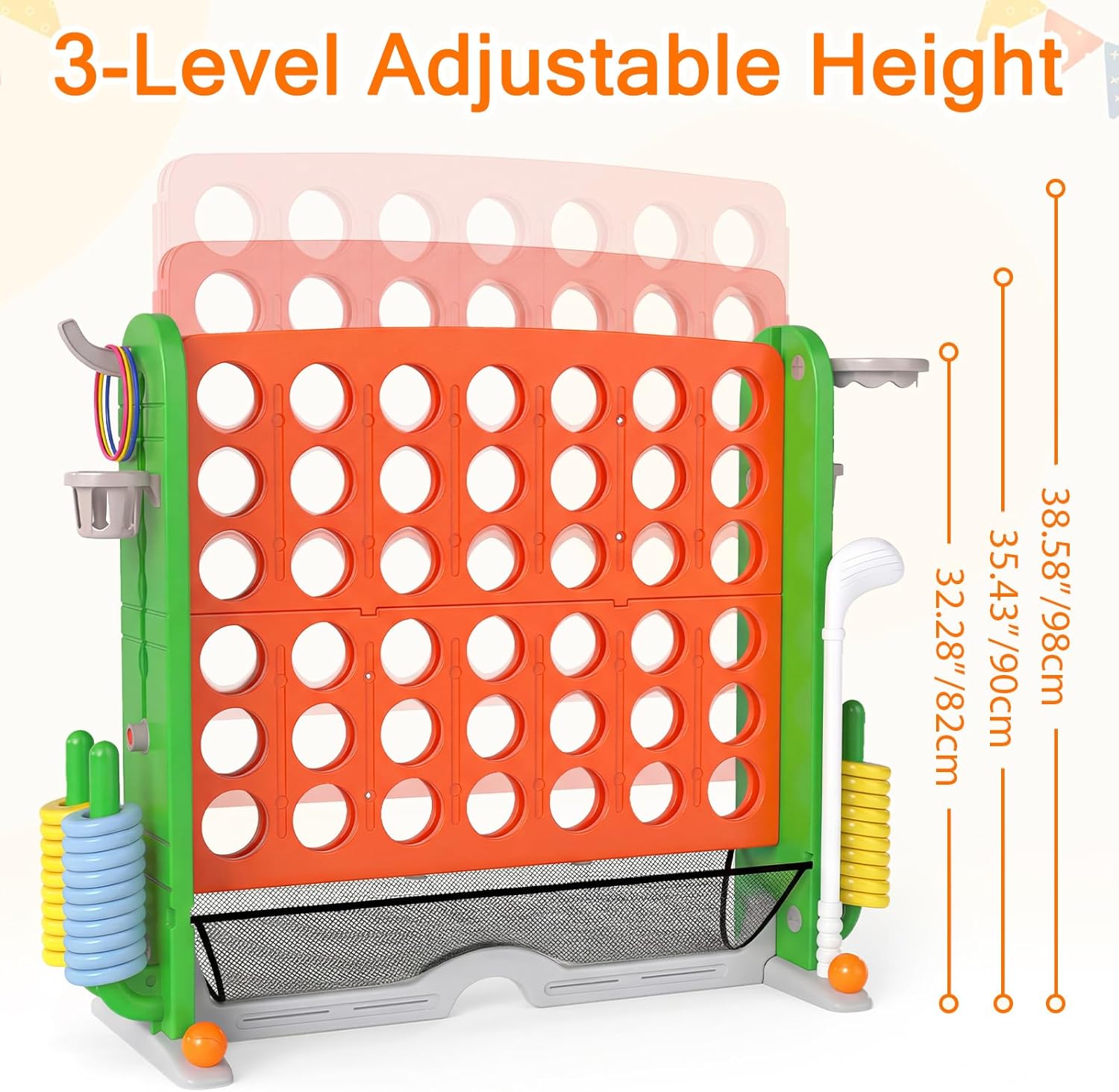 OLAKIDS Giant 4 in A Row Game with Height Adjustment, 4 to Score Games for Indoor Outdoor Fun