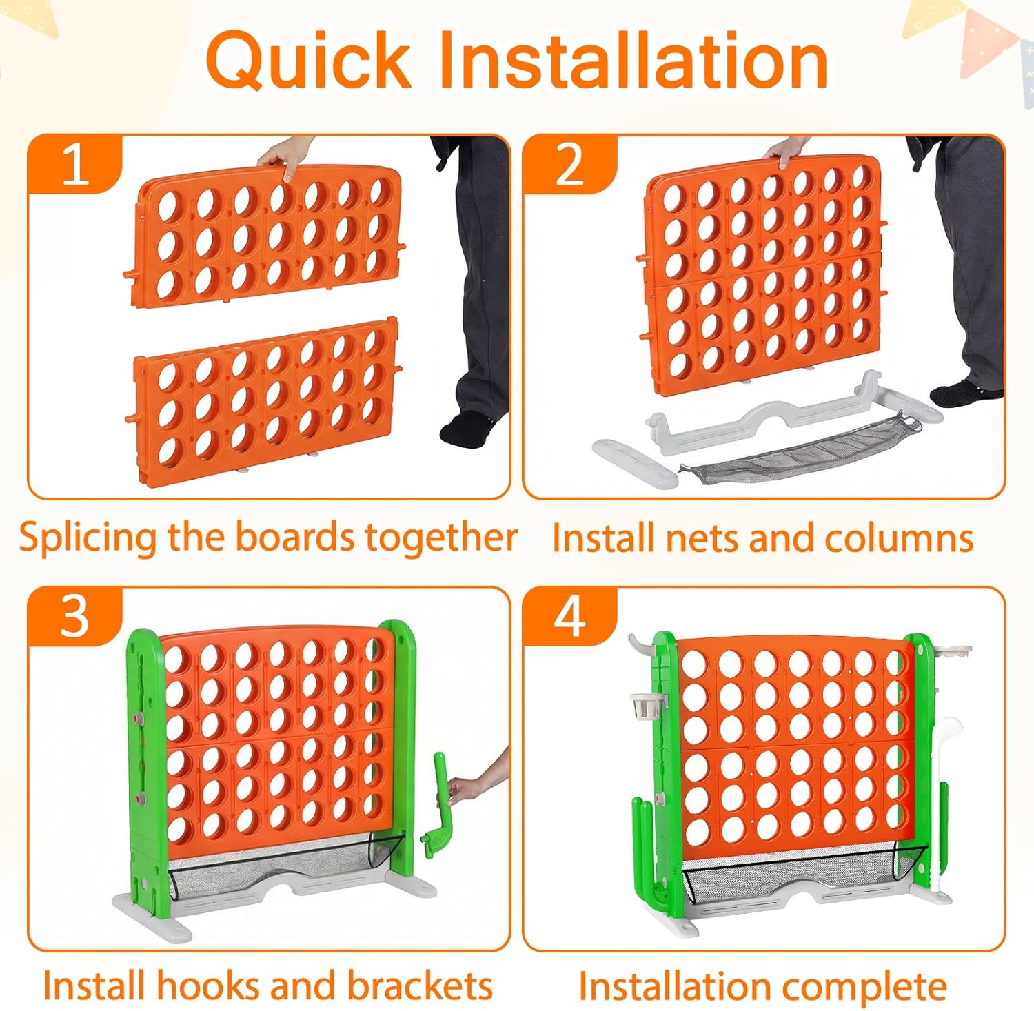 OLAKIDS Giant 4 in A Row Game with Height Adjustment, 4 to Score Games for Indoor Outdoor Fun