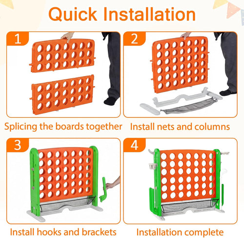 OLAKIDS Giant 4 in A Row Game with Height Adjustment, 4 to Score Games for Indoor Outdoor Fun