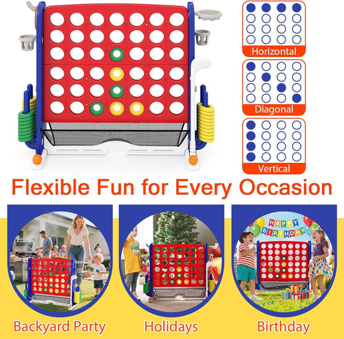 OLAKIDS Giant 4 in A Row Game with Height Adjustment, 4 to Score Games for Indoor Outdoor Fun