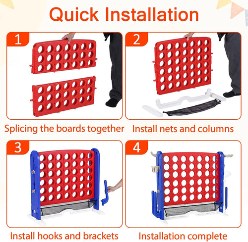OLAKIDS Giant 4 in A Row Game with Height Adjustment, 4 to Score Games for Indoor Outdoor Fun