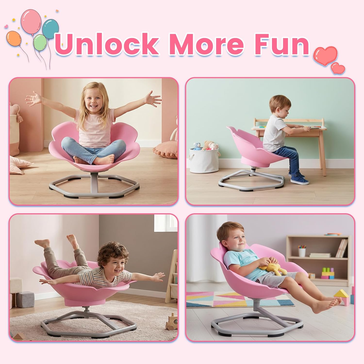 Olakids Sensory Spinning Chair, Flower Shape 360° Swivel Seat for Autistic Kids Autism ADHD Children
