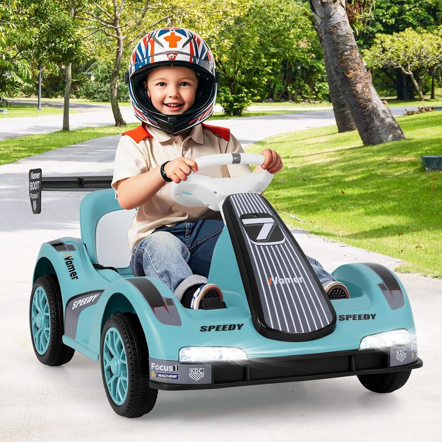 OLAKIDS Electric Go Kart for Kids, 6V Battery Powered Drift Kart for Boys Girls Aged 3+