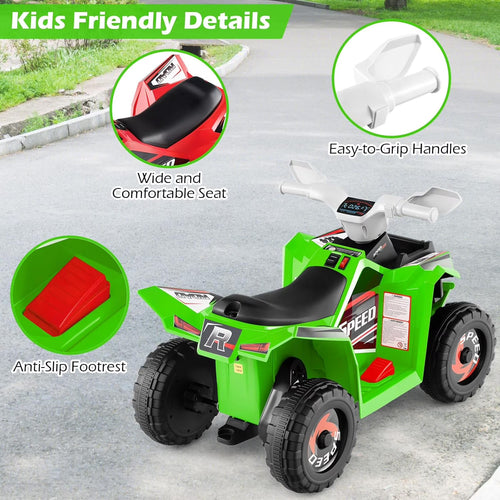OLAKIDS 6V Kids ATV with Removable Trailer, Forward Backward Function, Widened & Wear-Resistant Wheels, Ride On Toy for Toddlers